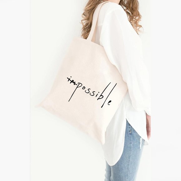 Cinar Handbags - Organic Paint Canvas Text Printed Bag
